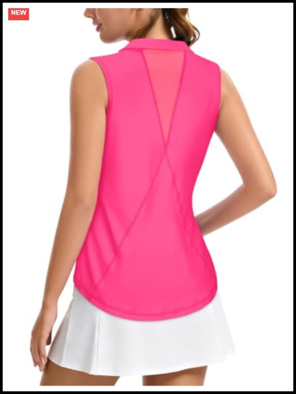 Women's Sleeveless Performance Golf Polo, UPF 50+ Quick Dry Mesh